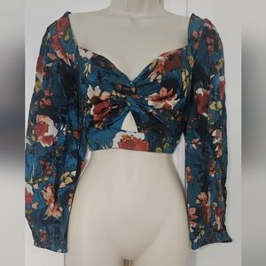 Floral Long Sleeve Crop Top